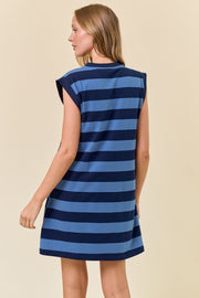 Navy Striped Mini Dress