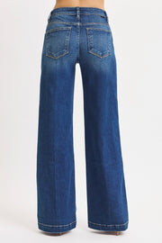 Dark Wash Mid Rise Wide Jeans