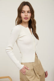 Cream Zip Up Cardigan