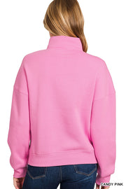 Quarter Zip Fleece Pullover - Candy Pink