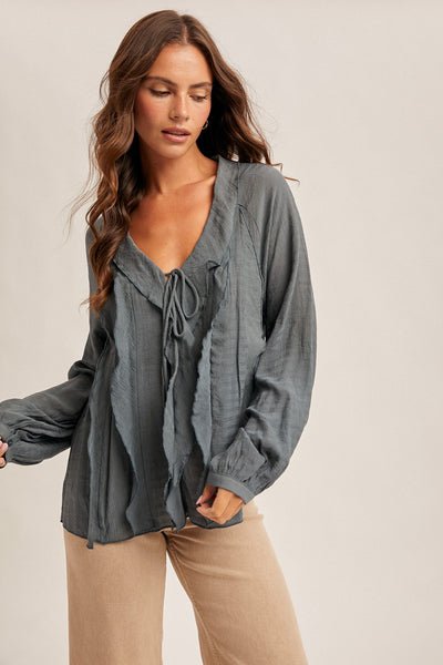 Ruffle Long Sleeve Blouse