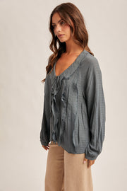 Ruffle Long Sleeve Blouse