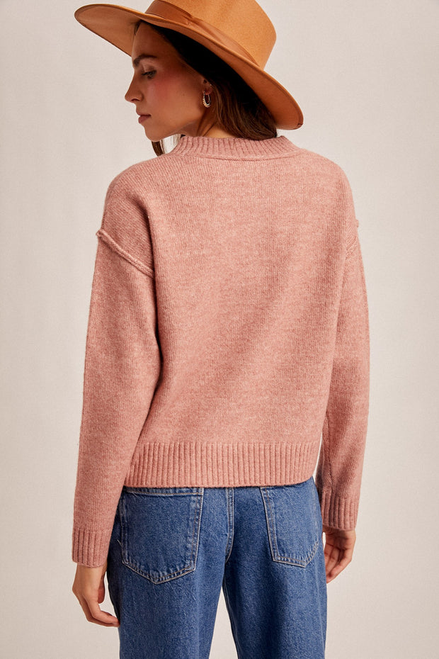 Slit  Bottom Crewneck Sweater