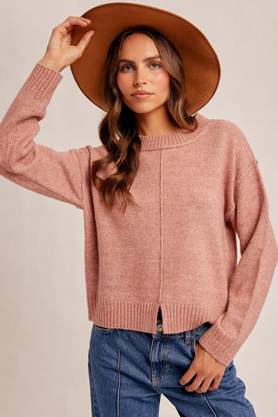 Slit  Bottom Crewneck Sweater