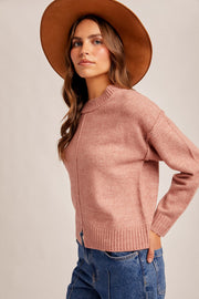 Slit  Bottom Crewneck Sweater
