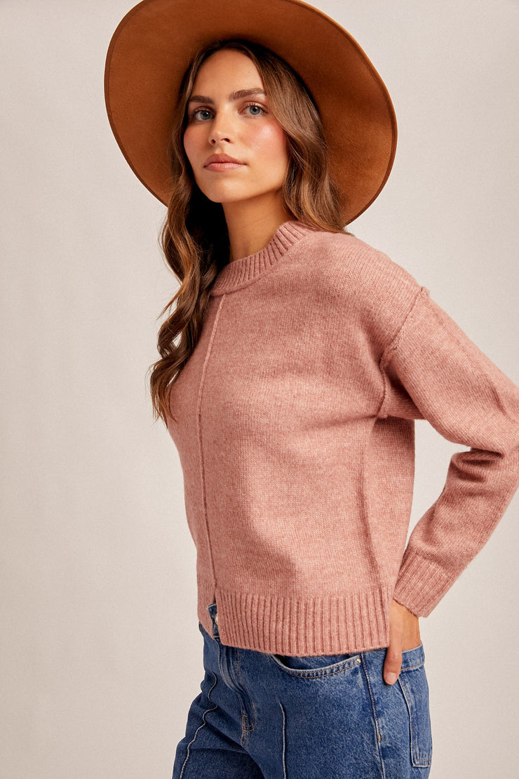 Slit  Bottom Crewneck Sweater