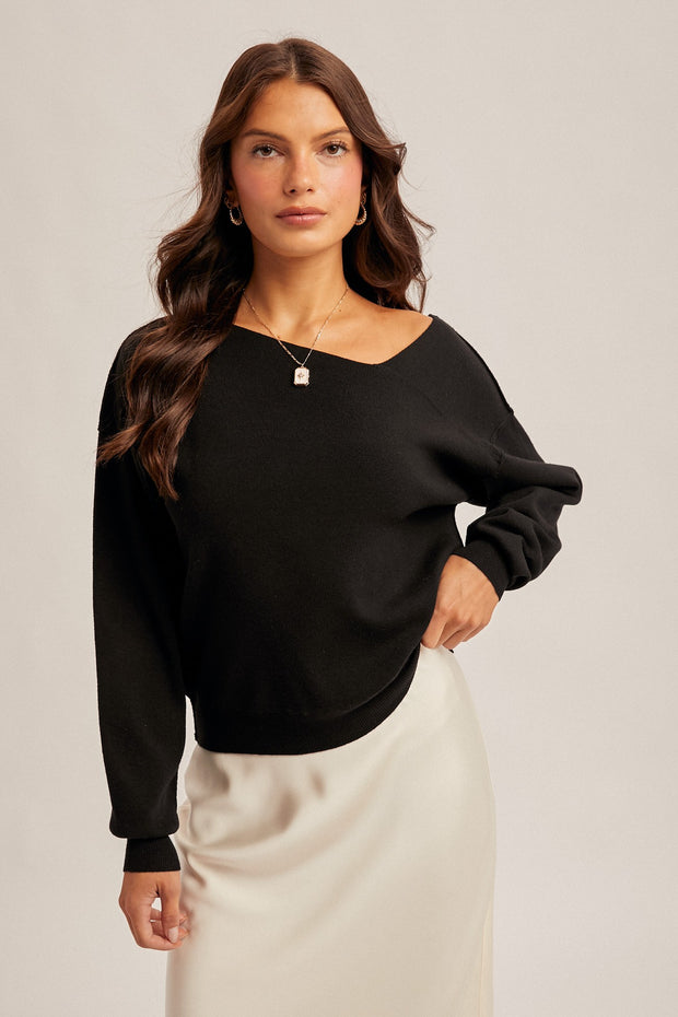 Asymmetrical Drop Shoulder Sweater
