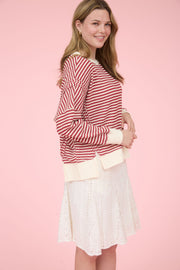 Red Striped Long Sleeve Top