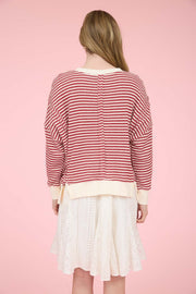 Red Striped Long Sleeve Top