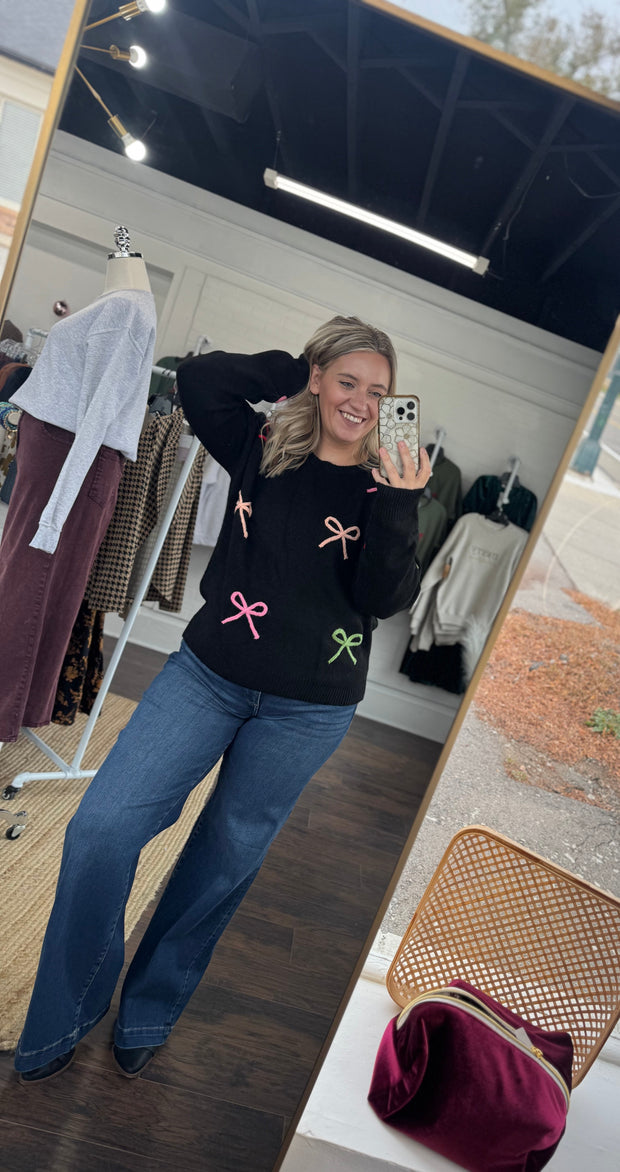 Black Bow Pattern Sweater