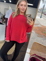 Ruby Ribbed Boat Neck Top