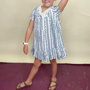 Girls Navy Geo Dress