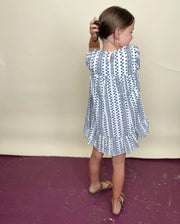 Girls Navy Geo Dress
