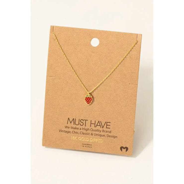 Gold Dipped Strawberry Necklace