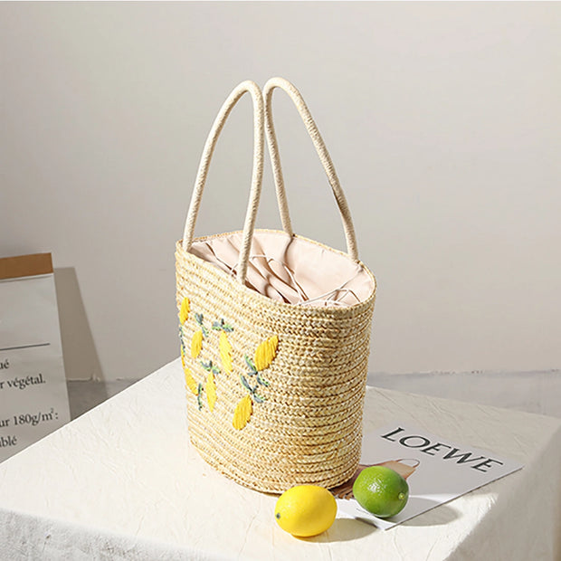 Woven Lemon Embroidered Bag