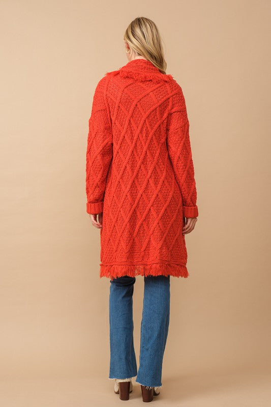 Burnt Orange fringe cardigan- Medium/Large