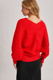 Red Wrap Crossover Sweater