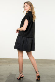 Black Suede Short Sleeve Dress