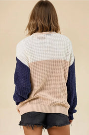 Navy Color Block Cardigan