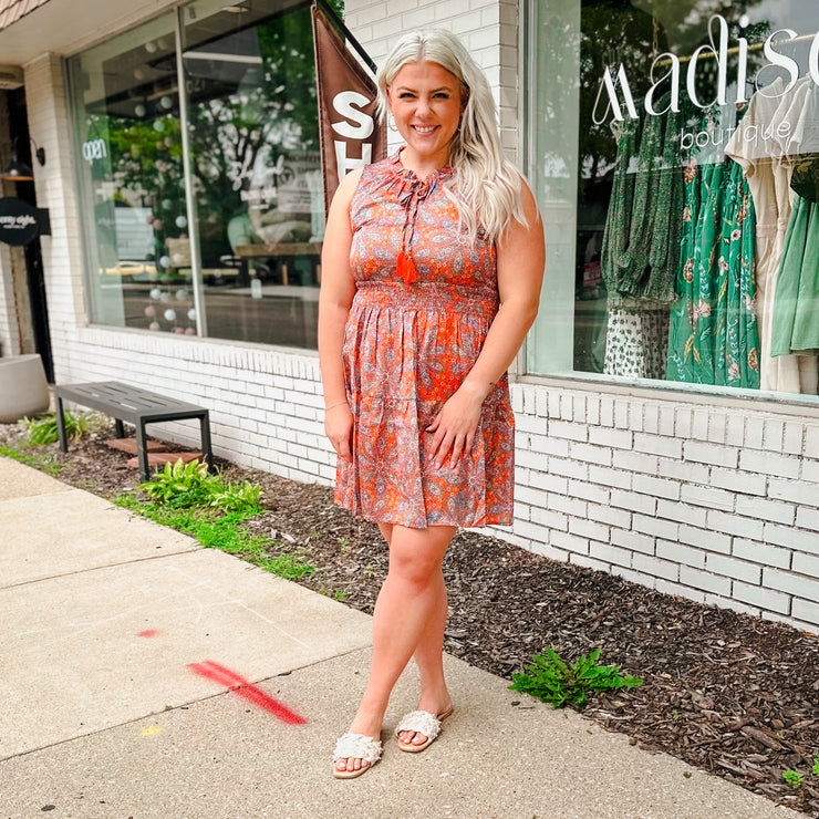 Floral Tassel Tie Dress