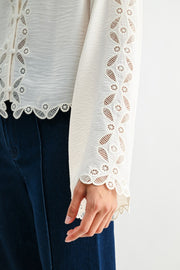 Embroidered Lace Button Blouse