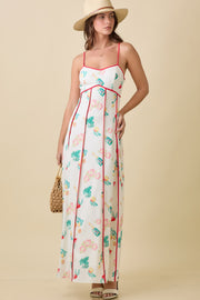 Ivory Maxi Red Trim Dress