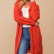 Burnt Orange fringe cardigan- Medium/Large
