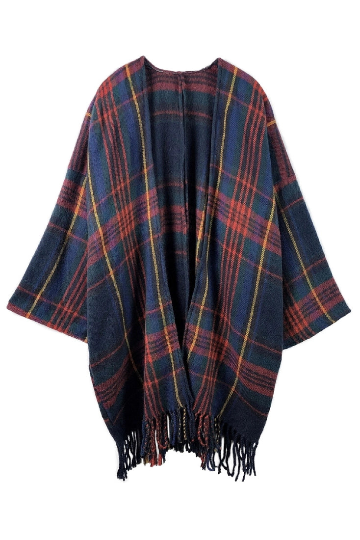 Navy Plaid Kimono