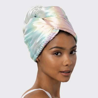 Satin wrapped hair towel
