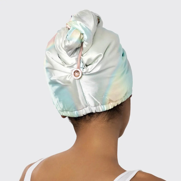 Satin wrapped hair towel