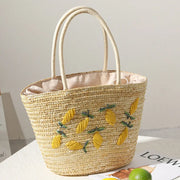 Woven Lemon Embroidered Bag