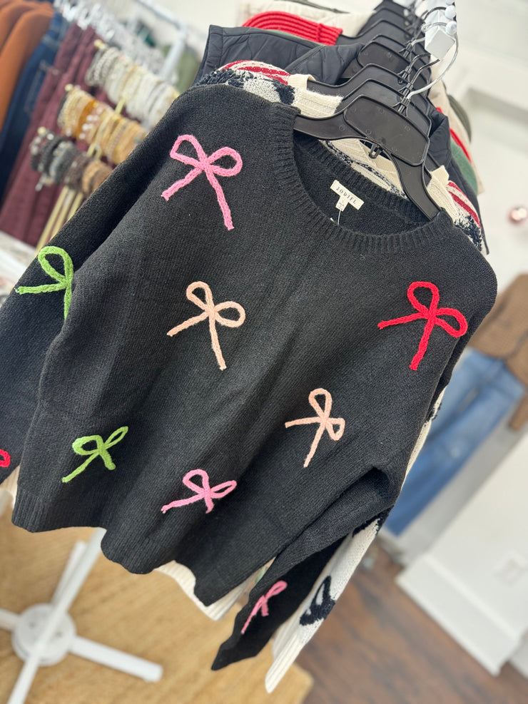 Black Bow Pattern Sweater