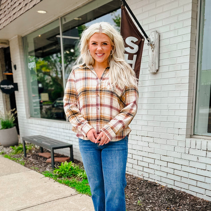 Saffron Plaid Flannel Button Down-large