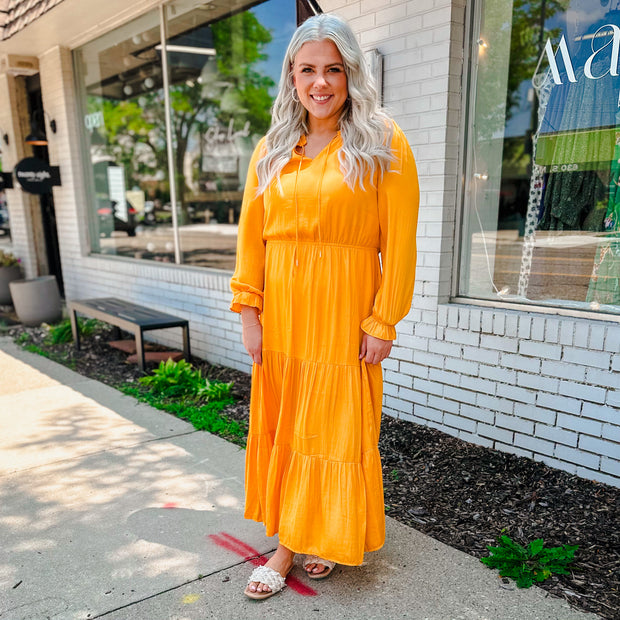 Marigold Long Sleeve Ruffle Tiered Maxi