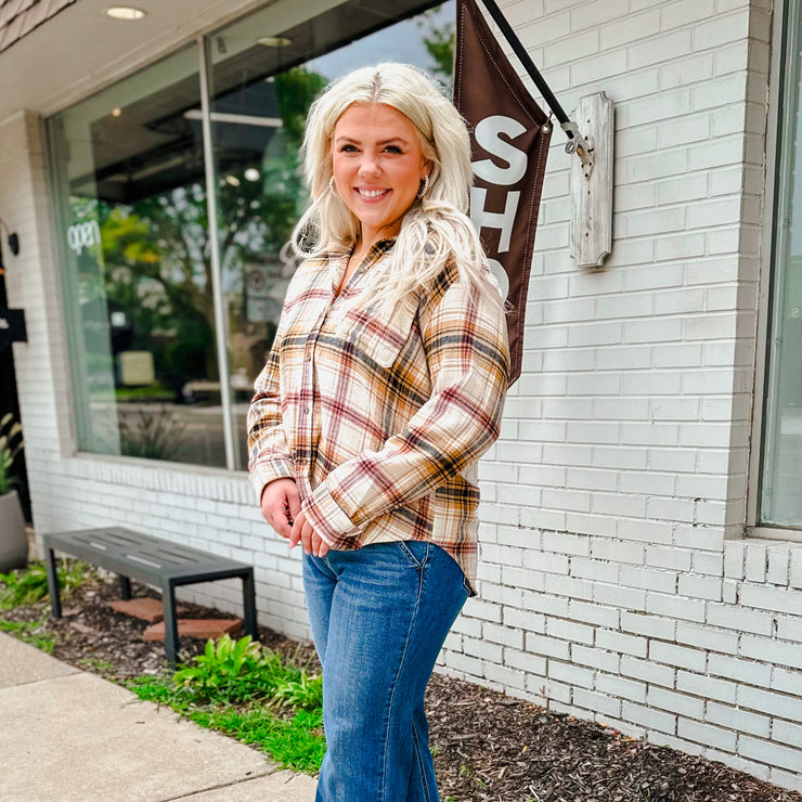 Saffron Plaid Flannel Button Down-large
