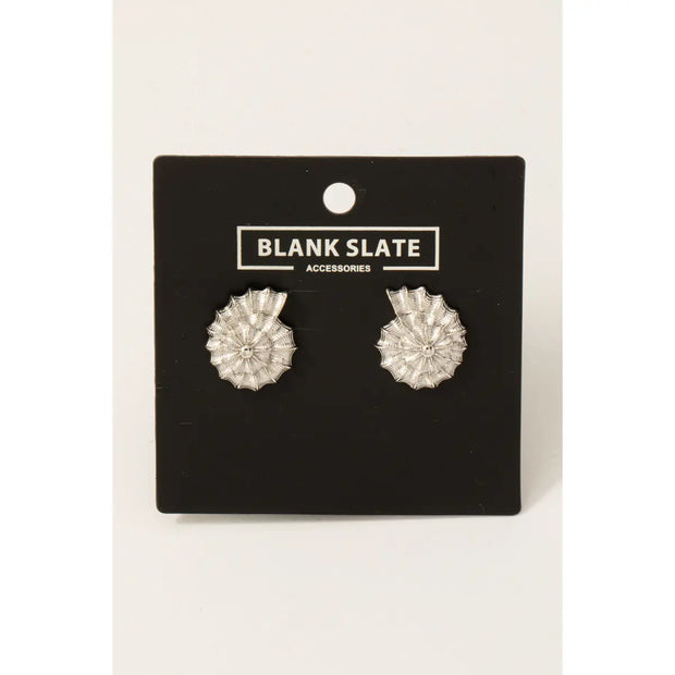 Silver Spiral Shell Studs