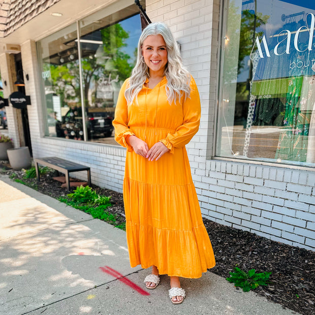 Marigold Long Sleeve Ruffle Tiered Maxi