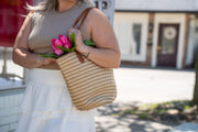 Beige Striped Shoulder Bag