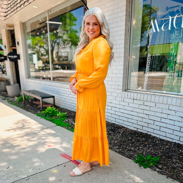 Marigold Long Sleeve Ruffle Tiered Maxi