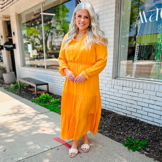 Marigold Long Sleeve Ruffle Tiered Maxi