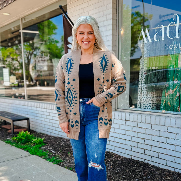 Aztec Cardigan - Taupe