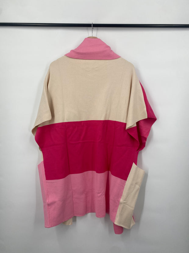 Pink color block cardigan- XL