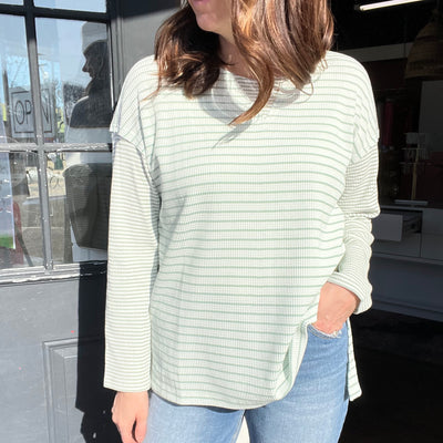 Sage and Mint Striped Thermal Top