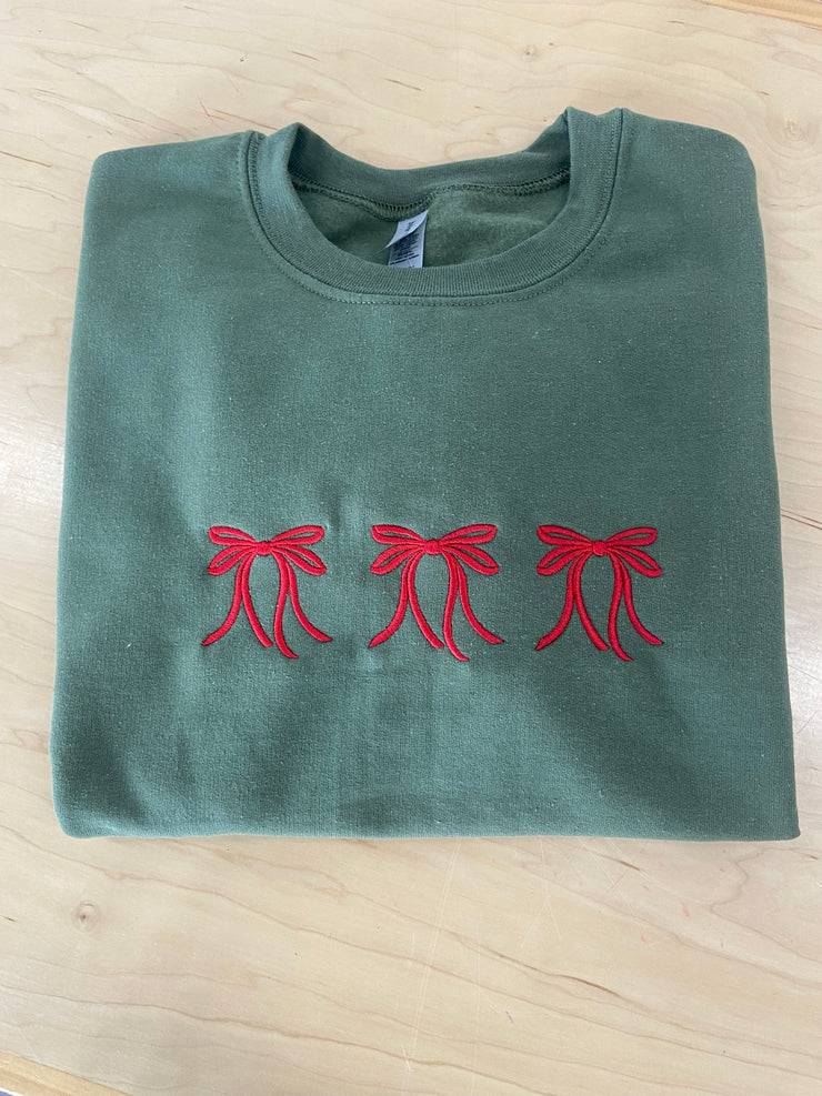 Olive Green Bow Sweatshirt