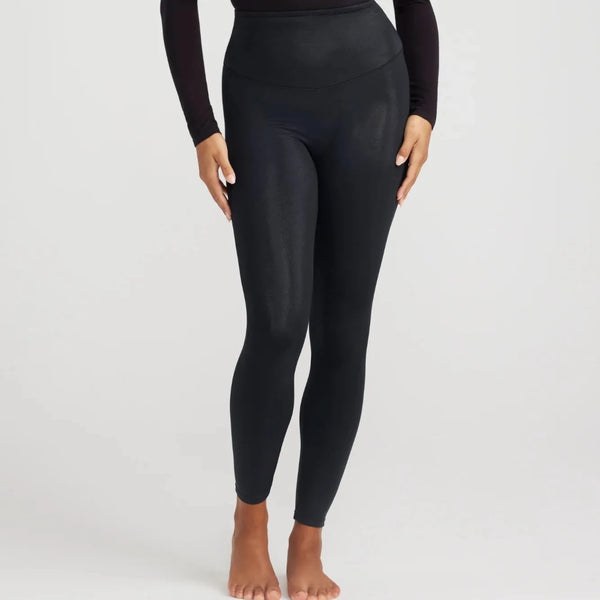 Black coated shaping leggings-small – Madison Boutique