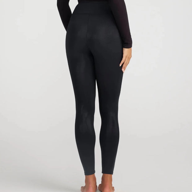 Black coated shaping leggings-small