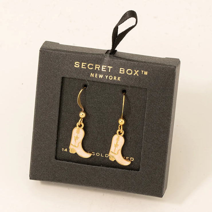 Cream Cowboy Boot Earrings