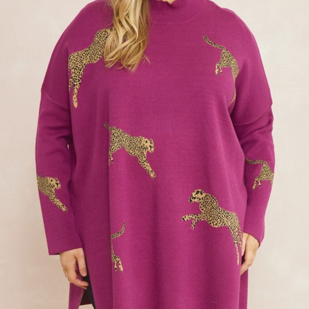 Plum Cheetah Sweater