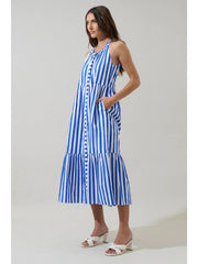 Blue Striped Sleeveless Dress