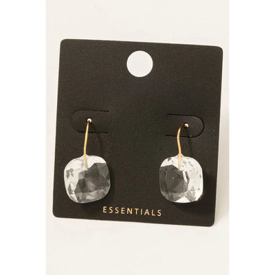 Clear Gold Dipped Faceted Drop Earrings